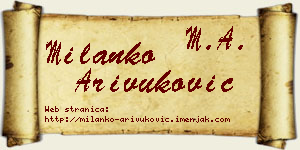 Milanko Arivuković vizit kartica